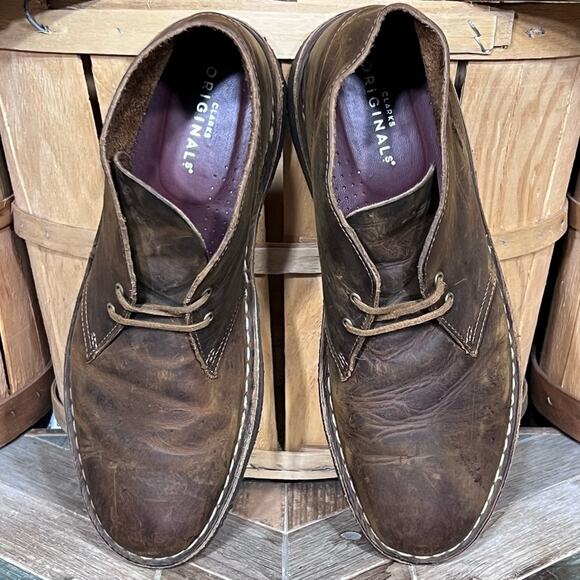 Clarks Originals Beeswax Brown Leather Crepe Sole Desert Chukka Boot Men Size 10 - Picture 9 of 11